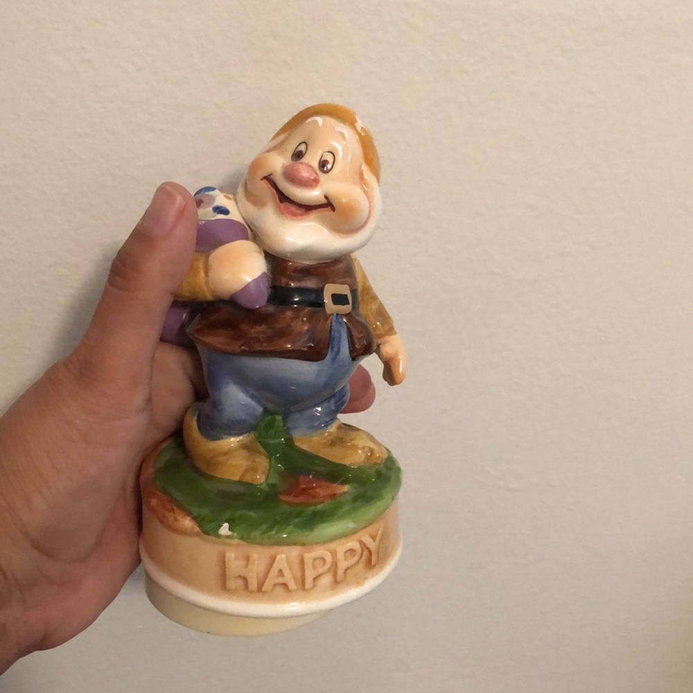 Disney Schmid Vintage hand painted HAPPY that plays music and spins.  One owner.